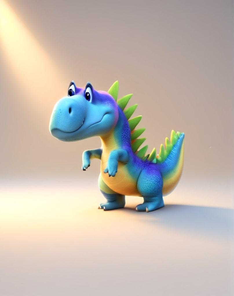 A child's dinosaur drawing transformed into colorful artwork